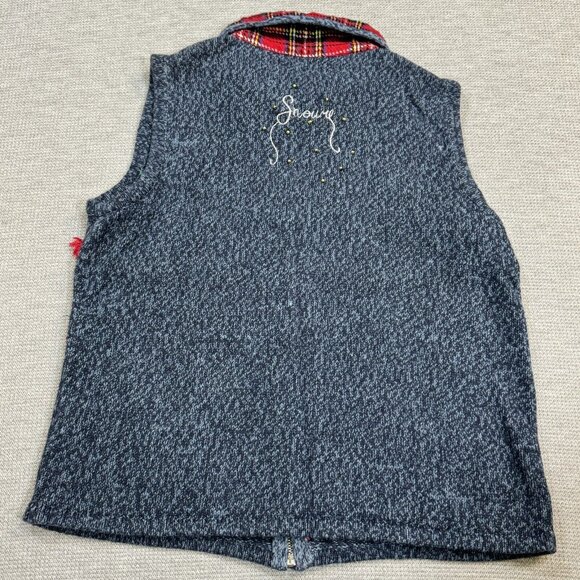 Designers Originals Womens Blue Embroidered Christmas Snowman Sweater Vest Small - Picture 6 of 16